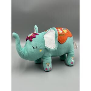 Levtex Baby Elephant Aqua Boho Colorful Plush 15” Stuffed Animal